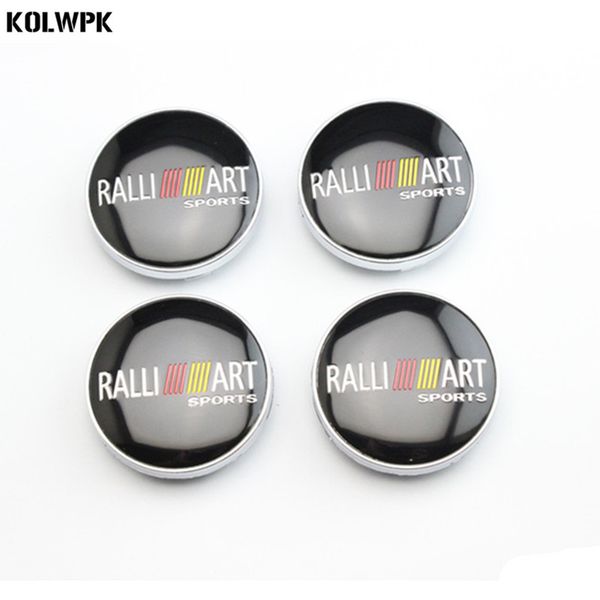 4 pezzi 60mm NUOVI accessori per lo styling dell'auto Distintivo dell'emblema Adesivo Coprimozzo ruota Copertura centrale per RALLIART MITSUBISHI LANCER PAJERO