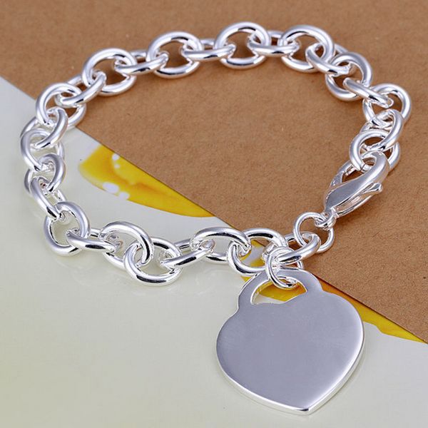 

fine 925 sterling silver bracelet xmas new style 925silver chain charm heart for men fashion jewelry trendy lovely link xh268, Black