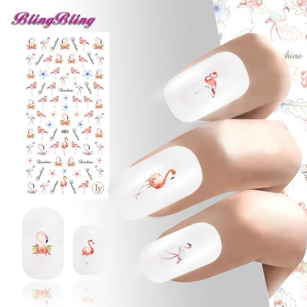 

1 pcs 3d flamingo unicorn flying flowers animal series nail sticker 3d manicure sticker nail art decoration, Black