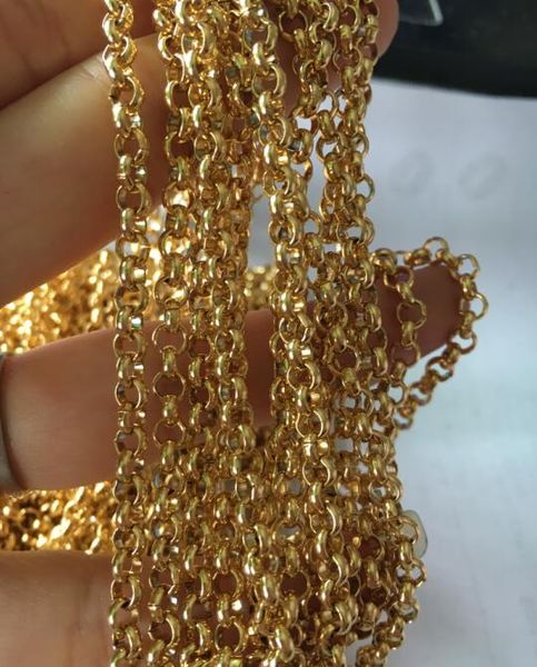 

5meter/ lot in bulk jewelry finding chain gold stainless steel fashion 4mm round rolo chain jewlery findings marking diy, Silver