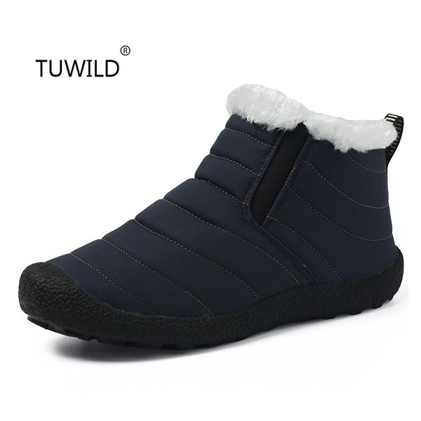 

2018 russian winter outdoor men and women plus velvet short tube snow boots winter couple waterproof non-slip warm cotton shoes