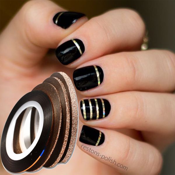 

4pcs/lot 1-3mm cinnamon color nail art tape line striping decorations sticker tips manicure diy tools jind299, Black