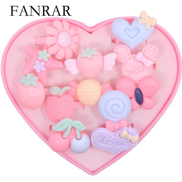 

12pcs mix lot cartoon pink flower fruit assorted resin rings for baby kids girl children rings gift jewelry with heart box, Golden;silver