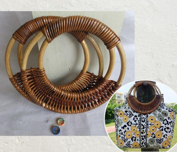 

round rattan 2016 purse handle bag handle diy bag hanger wooden bamboo plastic purse frame 2015 fashion cane, Black