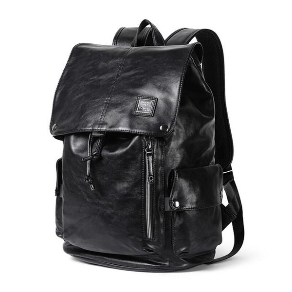 Zaino da uomo nuovo Borsa a tracolla moda Borsa in pelle PU nera Zaino da viaggio per scuola universitaria Zaini casual per laptop da 15 