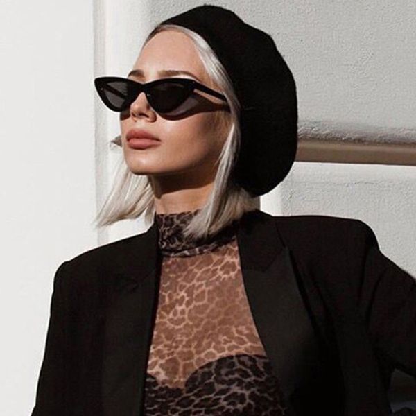 

fashion women's sunglasses designer brand black red mirror sun glasses female retro cateye sunglasses 2018 new trendy gafas, White;black
