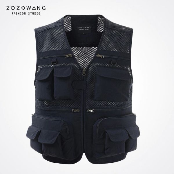 

V-Neck Summer Outdoors Tactical Mesh Vest Men Breathable Shooting Multi Pockets Vest Shooting Waistcoat Sleeveless Jacket Coat