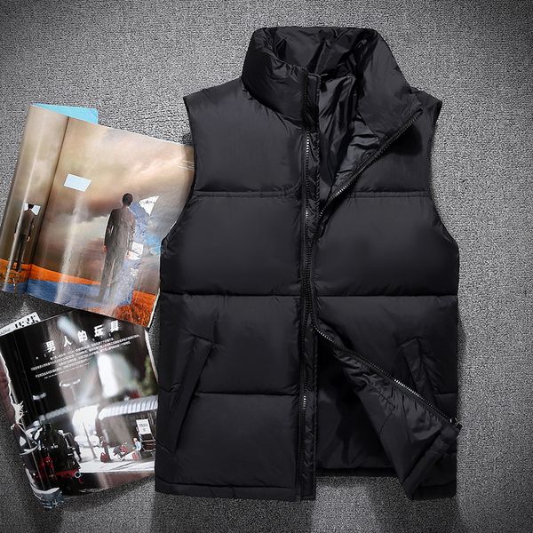 

2022 new winter men's down puffer jacket casual brand hoodies down parkas warm ski mens face vest, Black