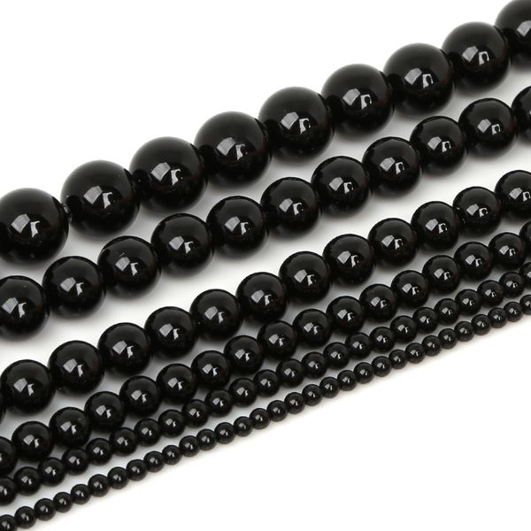 

wholesale natural stone beads 3 4 6 8 10 12mm loose round black agates onyx beads for jewelry making diy bracelet necklace