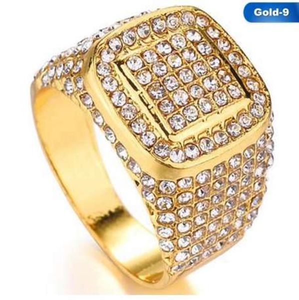 

hip hop bling iced out square crystal ring gold color stainless steel wedding rings for men jewelry u, Silver