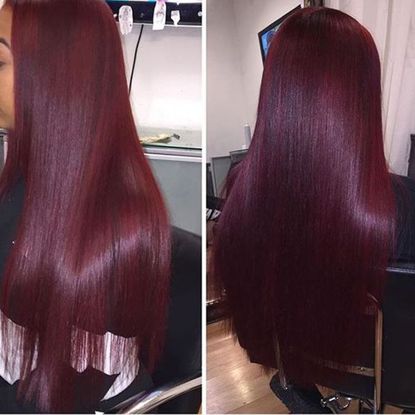 

Burgundy 99j lace front wig human hair with baby hair pre plucked traight virgin brazilian full lace wig