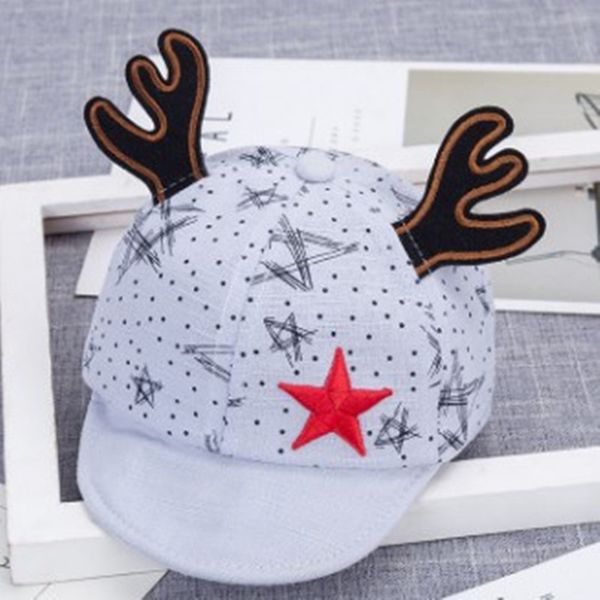 

hatgud tylzt cartoon small antlers five star kids baseball hat fashion cute outdoor boy girl peaked caps fit for 3-12 months kid, Blue;gray