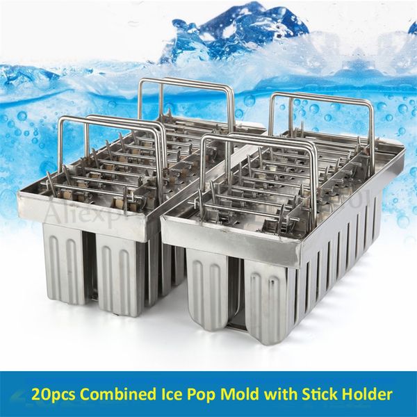 

20pcs/batch ice pop moulds 304 stainless steel frozen yogurt ice cream popsicle mold commercial diy kitchen tools brand new
