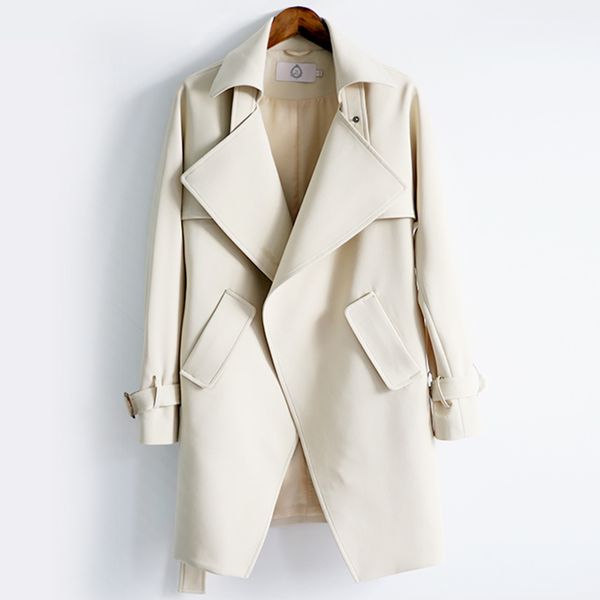

2018 fashion trench coat for women's long coat female windproof cloaks for women long trench waistband autumn windbreaker 50, Tan;black