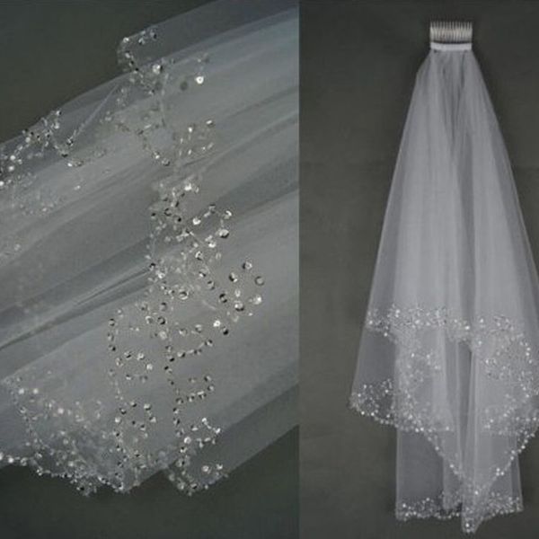 

Wedding bridal veil 2 layer hand croi ant beaded bridal edge acce orie veil white and ivory color