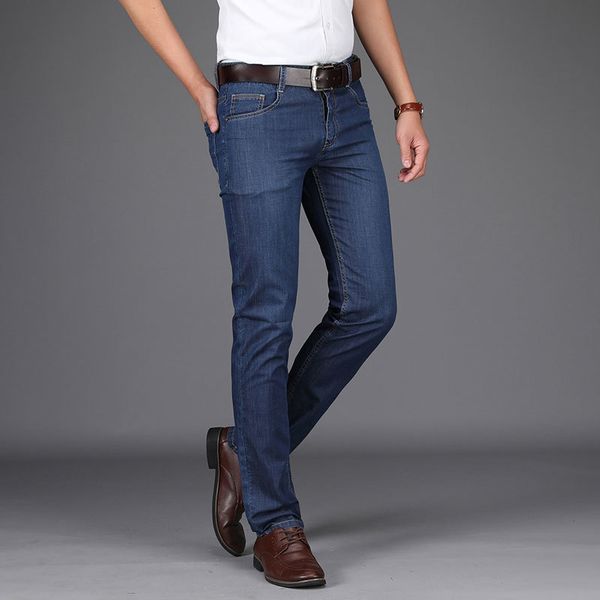 

2018 zdjp new summer autumn jeans pants men's casual business straight pencil jean blue color cotton elastic brand clothes denim