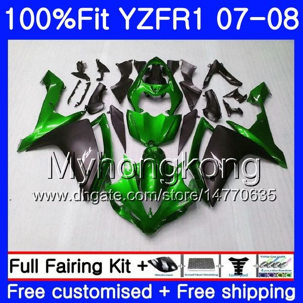 Corpo da injeção para YAMA YZF R 1 verde preto quente YZF-1000 YZF-R1 07 08 227HM.34 YZF 1000 YZFR1 07 08 YZF1000 YZF R1 2008 2007 Carenagem Kit