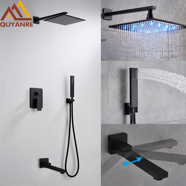 2020 Black Led Orb Shower Faucets Set Led Rainfall Shower Swivel