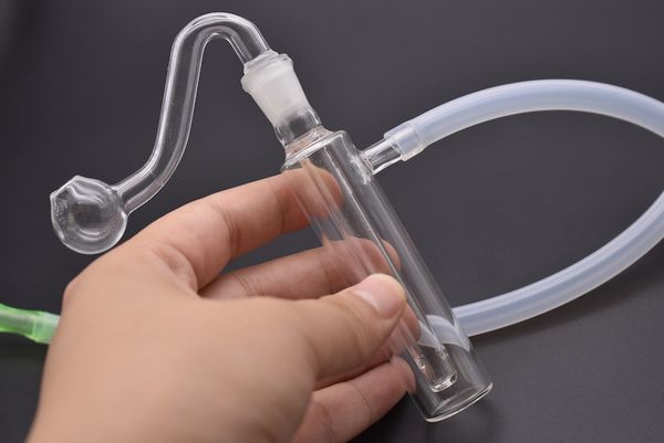 Großhandel tragbare Glas-Bubbler-Wasserbong-Rohrölbrennerrohre Bubbler-Dab-Rigs zum Rauchen von berauschenden Mini-Handwasserbongs mit Schlauch und Topf