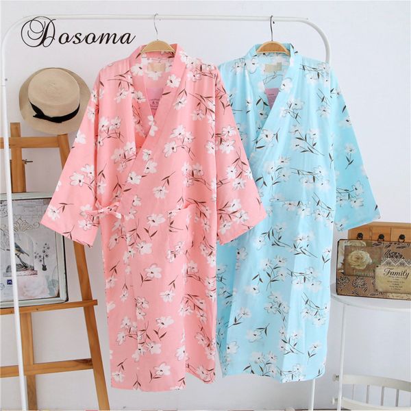 

traditional japanese kimono pyjamas suits yukata pajamas sets cotton loose long robes print bathrobe home leisure wear nightgown, Red