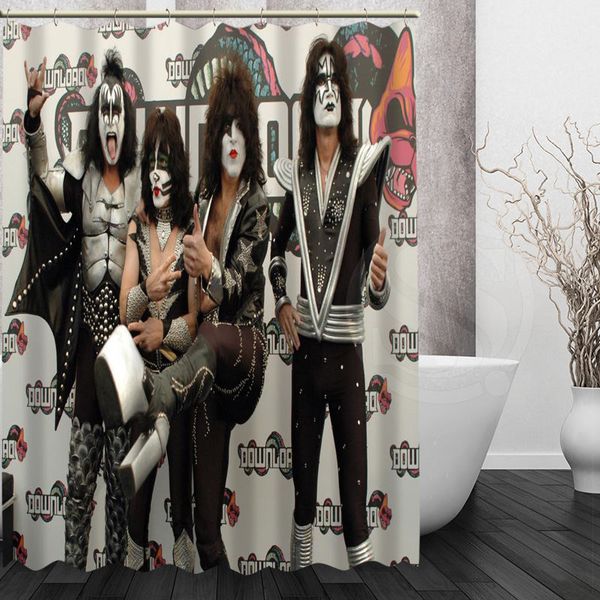 

kiss band custom shower curtain waterproof fabric bath curtain for bathroom