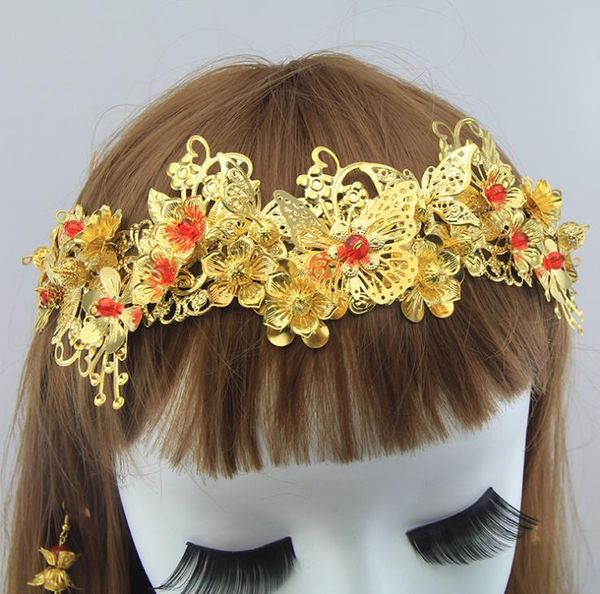 

свадебный головной убор невесты костюм китайский корона тиара волос, Silver