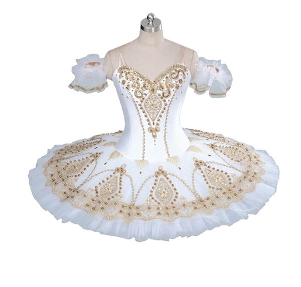 

professional ballet tutu white gold fairy doll pancake platter performance tutus women classical ballet stage costumes bt9056, Black;red