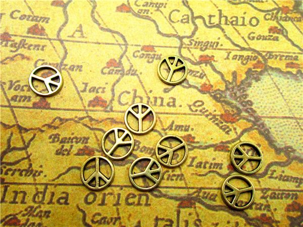 

150pcs--peace charms,antique bronze peace charms pendants - peace tag charm connector 10mm, Bronze;silver