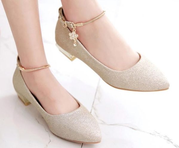 

send 2018 new style bride wedding shoes with coarse heel low heel pointed end women's shoes, Black