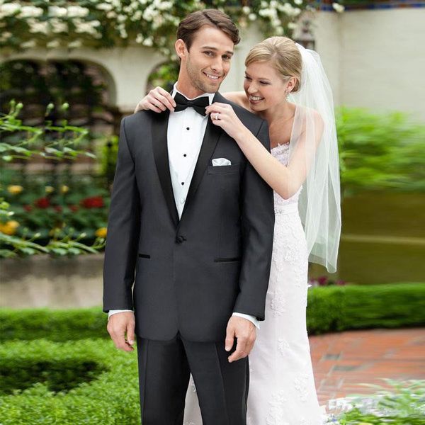 

2018 custom made black two piece wedding tuxedos shawl lapel slim fit groomsmen wear formal suit(jacket +pant, Black;gray