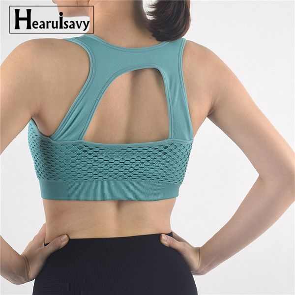 

cut out high impact seamless sports bra mesh workout yoga bra padded gym fitness running brassiere women sport, White;black