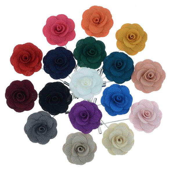 

lapel flower man woman camellia handmade boutonniere stick brooch pin men's accessories in 22 colors, Gray