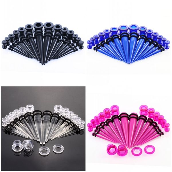 

28pcs/set acrylic ear gauge taper and plug stretching kits flesh tunnel expansion body piercing jewelry 4 color g81l, Silver