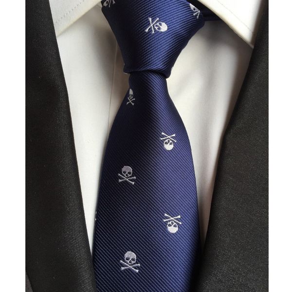 

skull neck tie for men 6 colors halloween party slim ties 6cm, Blue;white