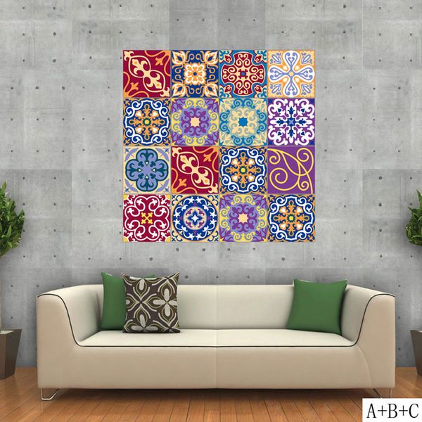 

wholesale new arrival square tile wall stickers 3d decal colorful home room decoration diy for living room