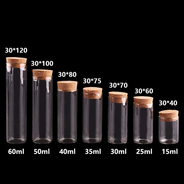 

15ml/25ml/30ml/35ml/40ml/50ml/60ml small test tube with cork ser bottles jars vials diy craft 24pieces