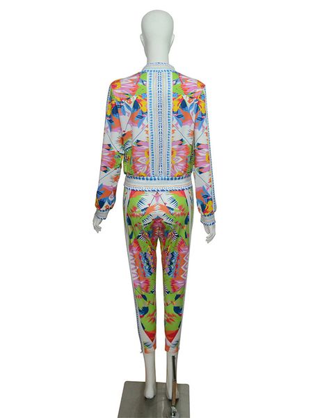 

Regular Women 'S Tracksuit Two Piece Set Fashion Floral Print Jacket Top And Cropped Pants Suit Autumn Sportswear Women Sweat Suits