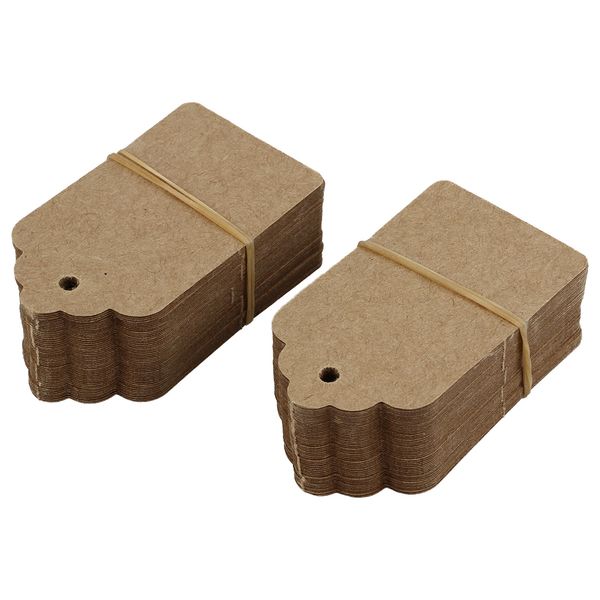 

Pack 100 Rustic 40mmx70mm Scalloped Kraft Paper Card, пустая коричневая бирка, благосклонность к свадьбе,