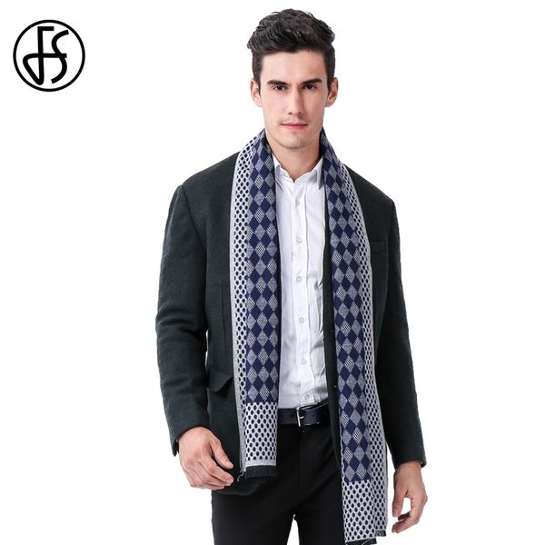 

fs fashion mens cashmere brand scarf geometric dots print winter business shawl luxury soft vintage scarves echarpe hiver homme, Blue;gray