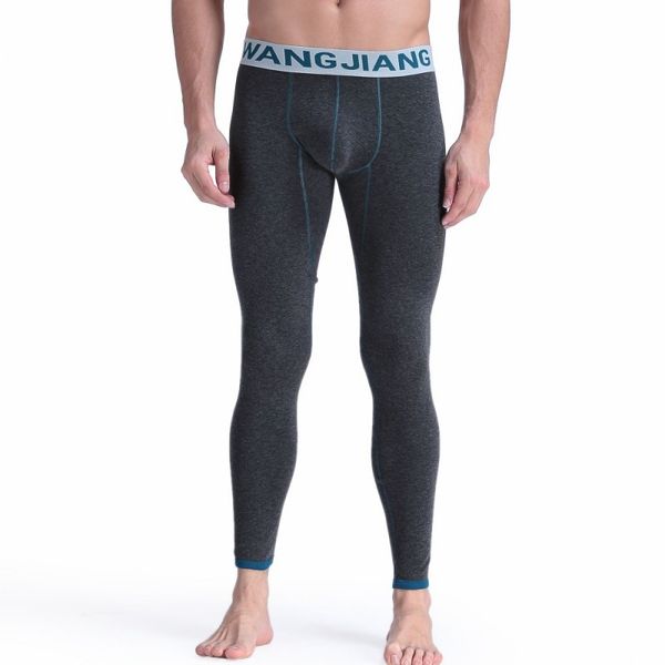 

new men long johns plus velvet warm pants men cotton thermal underwear bottoms gay underwear tight legging long johns, Black;brown