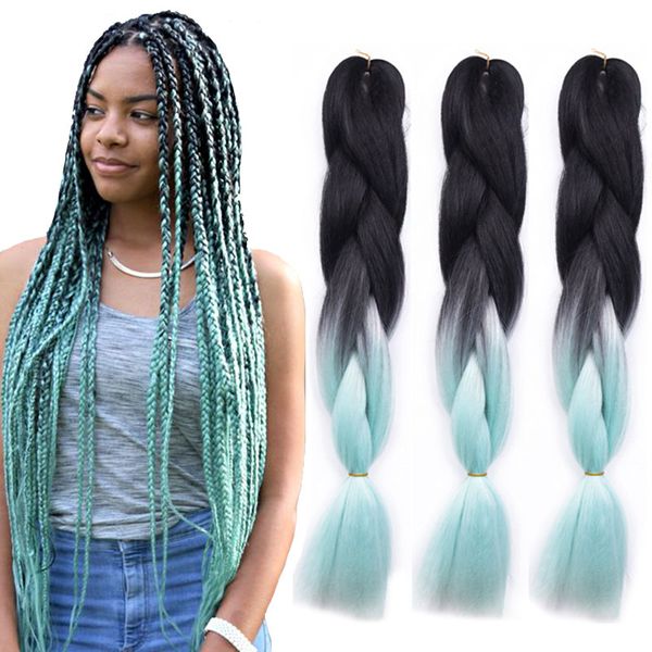 Synthetic Braiding Hair Ombre Two Tone Crochet Braids Expression