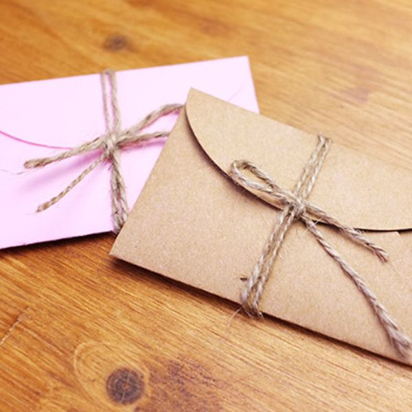 

10 pcs/lot creative vintage love small brown pink kraft blank mini paper envelopes wedding invitation envelope