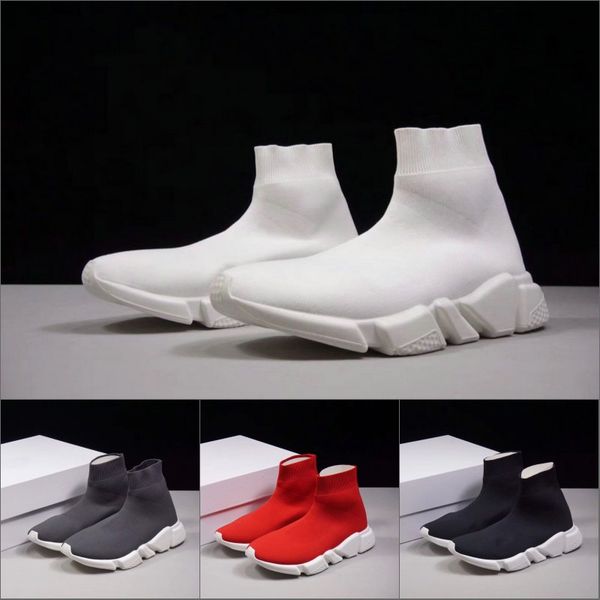 

2019 luxury sock shoe speed trainer race casual shoes sneakers runners grey red shoes men women sports boots, Black