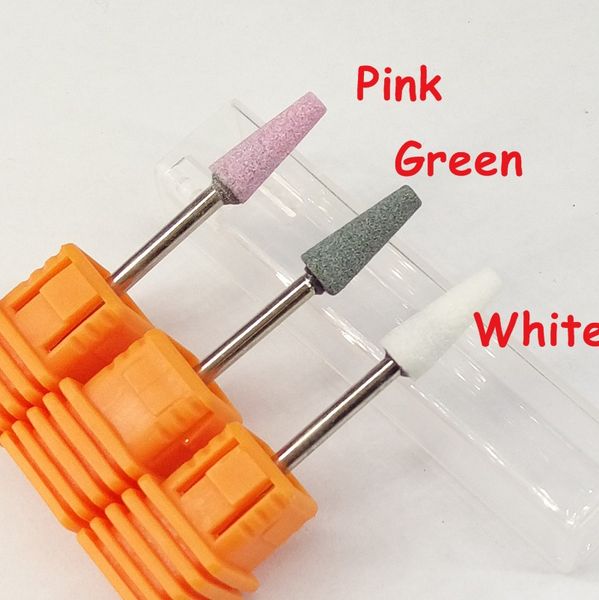 

1 pcs 3/32" ceramic stone burr nail drill bit cutter 3 size to choice for professional manicure electric drills nail accessory, Silver
