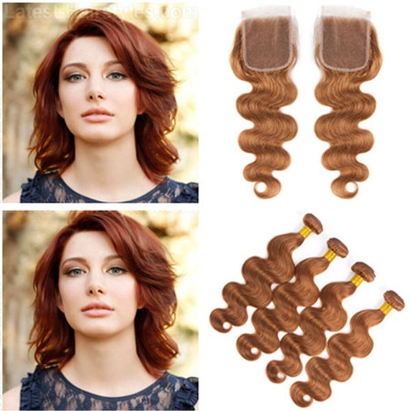 2019 30 Reddish Brown Peruvian Human Hair Weaves With Top Closure