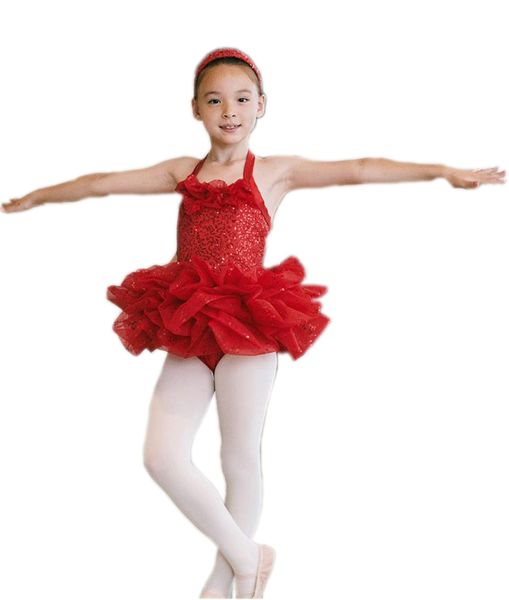 

red bailarina professional ballet tutu dance dress for girls kids ballet stage wear performance gymnastics leotard 171, Black;red