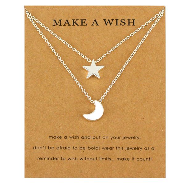 

infinity love heart horseshoe key compass bird branch elephant angel wing lucky clover wave moon and stars necklaces for women, Silver