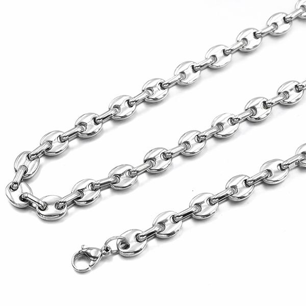 

Gokadima 60cm 7mm fashion flat bead men chains jewelry wholesale necklace 316l stainless steel new men type new WN062