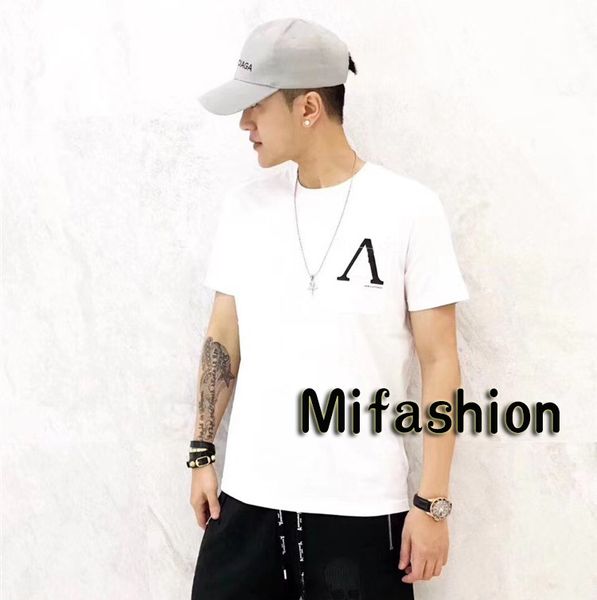 

2018 Spring Summer Luxury Europe Paris Hip Hop Forever Reverse Logo Pocket Tee T Shirts Men Women Short Sleeve Tshirt