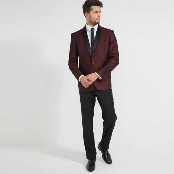 

burgundy men suits online custom made wedding suits black shawl lapel classic groom tuxedos slim fit groomsmen wear man blazers 2 piece, Black;gray
